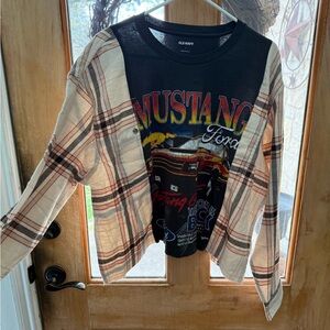 Upcycled Black and Cream Graphic Shirt